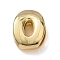 Brass Beads, Long-Lasting Plated, Rack Plating, Lead Free & Cadmium Free, Real 18K Gold Plated, Letter O, 20.5x15.5x7mm, Hole: 18x4mm