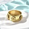 304 Stainless Steel Flower Wide Finger Rings for Women, Real 18K Gold Plated, US Size 8 1/2(18.5mm)