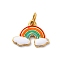 304 Stainless Steel Enamel Pendants, Ion Plating(IP), Rainbow & Cloud Charm, Real 14K Gold Plated, Colorful, 14.5x19x1.5mm, Hole: 5x3.7mm