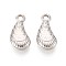 CCB Plastic Pendants, Shell Shape, Platinum, 20.5~21x10~10.5x4.5mm, Hole: 1.8~2mm