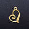 Ion Plating(IP) 304 Stainless Steel Open Heart Charms, Hollow, Real 18K Gold Plated, 13x10x1mm, Hole: 1.4mm
