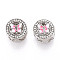 Alloy Rhinestone European Beads, with Enamel
, Large Hole Beads, Flat Round & Butterfly, Platinum, 12x8.5mm, Hole: 4.5~5mm