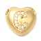 Rack Plating Brass Micro Pave Cubic Zirconia Pendants, Cadmium Free & Lead Free, Heart with Letter A~Z Charms, Real 18K Gold Plated, Letter C, 14.5x16x6mm, Hole: 3mm