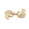 Brass Micro Pave Clear Cubic Zirconia Fold Over Clasps, Cadmium Free & Nickel Free & Lead Free, Real 18K Gold Plated, 36.5x15.5x4~5mm, Hole: 1.2~1.4mm