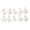 10Pcs 2 Colors Plastic Pearl Charms, Flower, with Iron Loops, Platinum & Golden, 14.5~17x10.5~12x3.5~11mm, Hole: 2~4mm, 5pcs/color