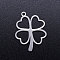 Non-Tarnish 304 Stainless Steel Hollow Pendants, Laser Cut, Clover, Stainless Steel Color, 23x18x1mm, Hole: 1.5mm