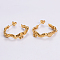 3 Pairs Stainless Steel C-Shaped Stud Earrings, Golden, 31x28mm