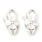 Brass Lobster Claw Clasps, Clover, Silver, 25x15x5.5mm, Hole: 2mm