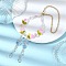 Electroplate Glass & Natural Rose Quartz Pendant Decorations, with Brass Chian, for Garden & Home Decoration, Colorful, 230mm