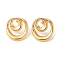 Ion Plating(IP) 304 Stainless Steel Stud Earrings for Women, Round Ring, Golden, 28x26.5mm