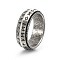 Rune Words Viking Amulet Stainless Steel Rotating Finger Ring, Fidget Spinner Ring for Calming Worry Meditation, Antique Silver, US Size 9(18.9mm)