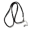 3.5MM Polyester Metallic Cord Braided Cord Necklace Making, with Brass Findings and 202 Stainless Steel Lobster Claw Clasps, Long-Lasting Plated, Rack Plating, Stainless Steel Color, Black, 16.14 inch(41cm)~18.11 inch(46cm)