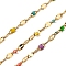 304 Stainless Steel Dapped Chains, with Enamel, Soldered, with Spool, Real 18K Gold Plated, Colorful, 2mm