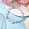 Heart Natural Aquamarine & Rose Quartz & Amethyst Beads Stretch Bracelets for Women, with Electroplate Non-magnetic Synthetic Hematite Beads & Shell Pearl Beads, Inner Diameter: 2-3/8 inch(6cm)