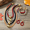 Alloy Barrel Beaded Multilayer Necklaces & Dangle Earring & Multilayer Bracelets Sets, Colorful, 420mm