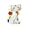 304 Stainless Steel Enamel Pendants, Cat Shape Charms, Ion Plating(IP), Real 18K Gold Plated, 37x25mm