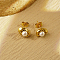 Elegant 304 Stainless Steel Pearl Earrings for Daily Wear, Suitable for Ladies, Golden, 11.7x8.33mm