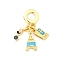 Brass Micro Pave Clear Cubic Zirconia European Dangle Charms, with Colorful Enamel, Large Hole Pendants, Real 18K Gold Plated, Eiffel Tower, 29mm, Pendant: 11~15x5.5~7.5x3~7mm, Hole: 4.5mm