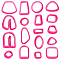 1 Set Plastic Clay Molds, Clay Tool, Mixed Shapes, Hot Pink, 2.45~6.15x1.7~5.7x1.5cm