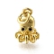 Brass Micro Pave Clear Cubic Zirconia Charms, Octopus, Long-Lasting Plated, Rack Plating, Lead Free & Cadmium Free, with Jump Ring, Real 18K Gold Plated, 12x8.5mm, Hole: 3mm