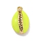 Rack Plating Brass Enamel Pendants, Long-Lasting Plated, Lead Free & Cadmium Free, Real 18K Gold Plated, Shell Shape, Yellow, 15.5x9x4.5mm, Hole: 1.2mm