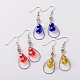 Brass Glass Beads Dangle Earrings EJEW-JE01403-1