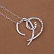 Simple Silver Plated Brass Cubic Zirconia Half Heart Pendant Necklaces For Women NJEW-BB12783-3