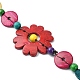 染色された天然ココナッツの花とフラットラウンドビーズのネックレス  女性のためのボヘミアンジュエリー  カラフル  61.42インチ（156cm） NJEW-B088-02-4
