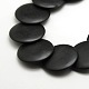 Brins de perles de pierre noires plates rondes naturelles G-P062-42-3