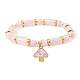 Naturel rose de bracelets de perles de quartz BJEW-JB09468-3
