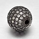 Perles rondes en laiton avec zircone cubique de micro pave X-ZIRC-N016-01B-12mm-2