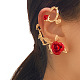 Boucles d'oreilles fleur rose en alliage EJEW-C058-01LG-1