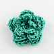 手作りのウール織りカボション  花  ミディアムシーグリーン  36x9mm X-WOVE-R046-06-1