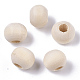 Perles européennes en bois naturel non fini WOOD-Q041-04F-1