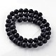 Dyed Frosted Natural Black Agate Round Beads Strands G-E330-8mm-02-2