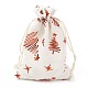 クリスマステーマの綿生地布バッグ  巾着袋  クリスマスパーティースナックギフトオーナメント用  混合模様  14x10cm ABAG-H104-B-3