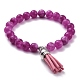 Dyed Natural Chalcedony Round Beads Stretch Bracelets Set for Girl Women BJEW-JB07058-10