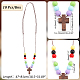 Ожерелье-подвеска из дерева с акриловыми бусинами для женщин NJEW-AB00011-2