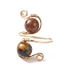 Круглое плетеное кольцо-манжета с драгоценными камнями X-RJEW-JR00491-3