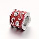 Platinum Plated Alloy Pave Crystal Rhinestone Enamel Large Hole European Column Carved Letter S Beads MPDL-E022-02D-2