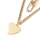Vacuum Plating 304 Stainless Steel Double Chains Multi Layered Necklace with Heart Charms for Women STAS-E155-06G-2