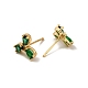 Emerald Rhinestone Leaf Stud Earrings EJEW-M209-03G-2