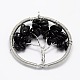 Tree of Life Natural Black Agate Bead Brass Wire Wrapped Big Pendants KK-L136-03B-NR-1