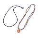 Lampwork Pendants Necklaces and Cowhide Leather Cord Necklaces Set NJEW-JN02317-M-2