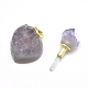 Natural Amethyst(Random Size) Openable Perfume Bottle Pendants G-E556-10A-3