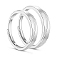 925 anillos de pareja de plata de primera ley con baño de rodio ranurados ajustables JR857A-1