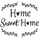 単語ホームスイートホームPVCウォールステッカーの長方形  家の居間の寝室の装飾のため  葉の模様  390x440mm DIY-WH0228-121-1