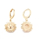 Brass Sunflower Dangle Leverback Earrings for Women EJEW-N012-65-1