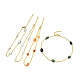 Natural Mixed Gemstone Nuggets Beaded Anklet with Vacuum Plating 304 Stainless Steel Chains AJEW-Z008-04-1