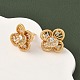 Серьги-гвоздики в форме цветка с микропаве из прозрачных кубических цирконий из латуни EJEW-D337-09G-2